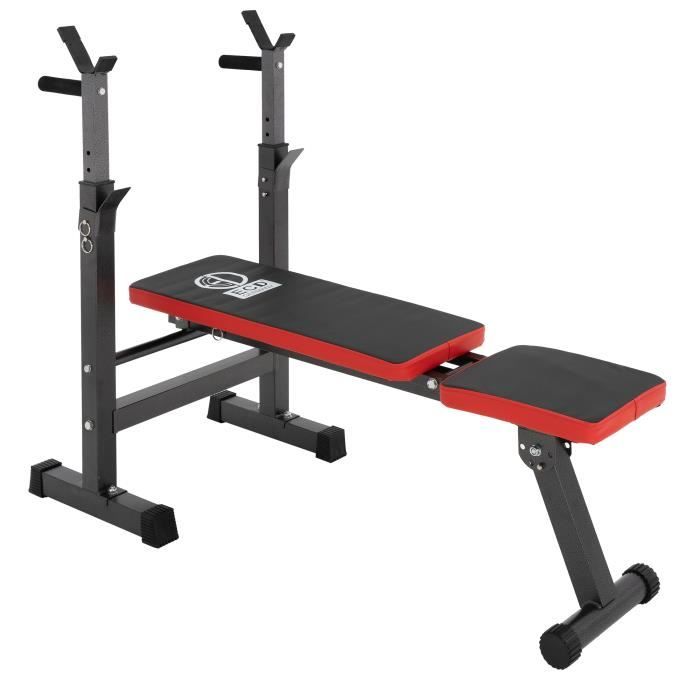 ECD Germany Banc de Musculation Pliable Multifonctionnel, Support d'Haltères, Réglable, Poids max. Utilisateur jusqu'à 230 kg