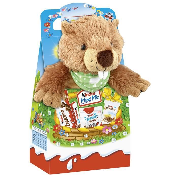 Ferrero Kinder Maxi Mix -Castor- animal en peluche Pâques 133g