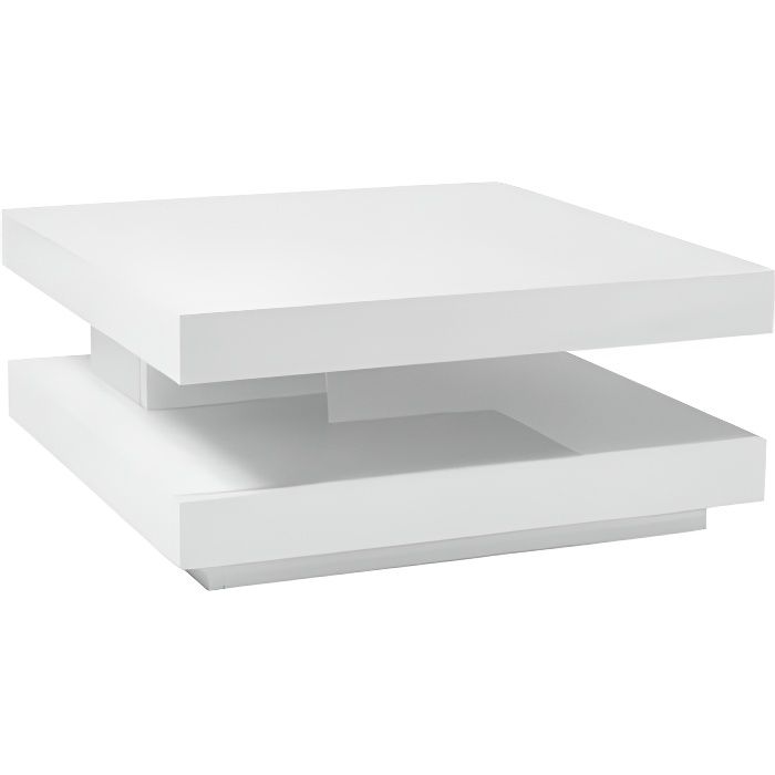 FANOL - Table basse style moderne - 35x75x75cm - MDF laqué - Forme carrée - Table à café - Blanc