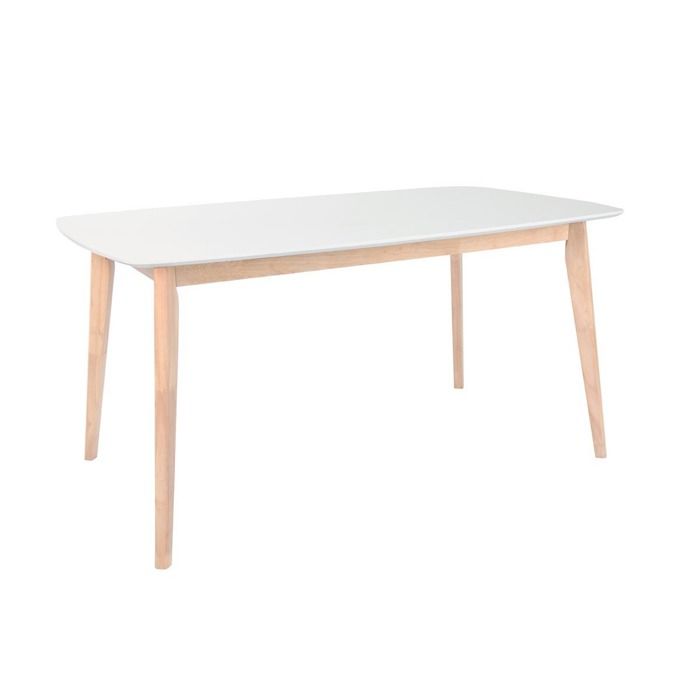 Miliboo - Table à manger design blanc et bois clair 120 cm LEENA