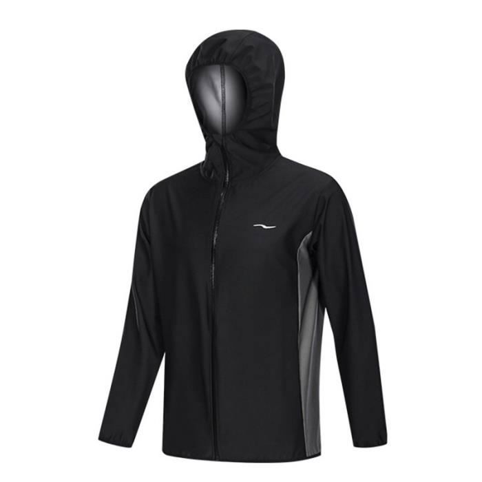 Veste de Sudation Homme A Capuche Elastique Fitness Musculation Brûler des graisses Suer plus Cycle de chaleur