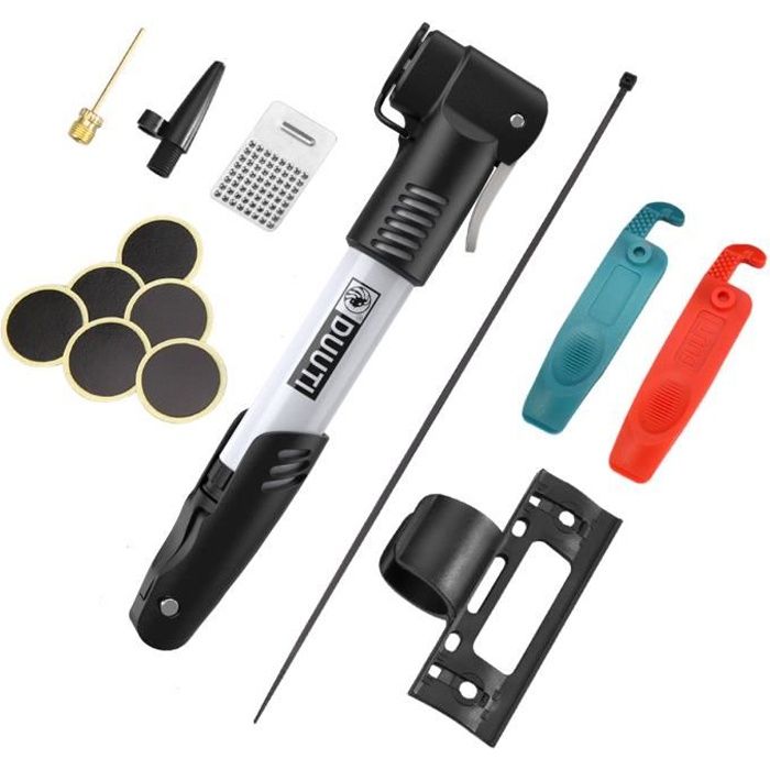 Mini pompe à vélo- Compatible Presta et Schrader, pression maximale de 120 PSI, Pièces de réparation d'urgence portables