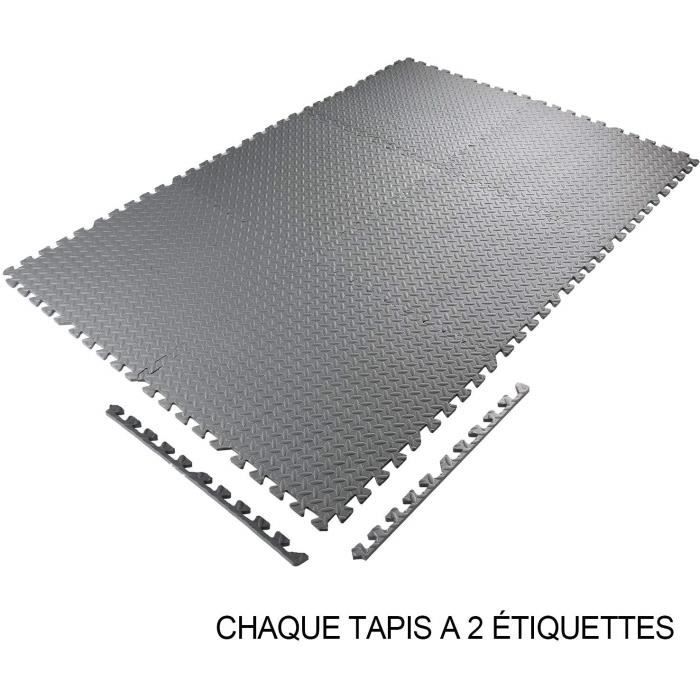 Tapis de Sol de Gym Sport avec 48 Dalles de Protection en Mousse 60 cm x 60 cm Gris