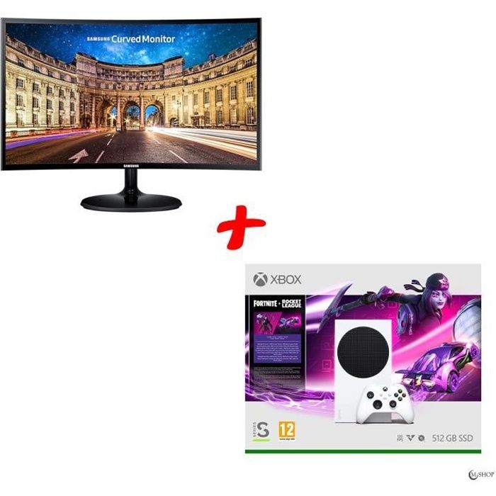 Pack Xbox Series S Pack Fortnite + Ecran Samsung 27P INCURVÉ