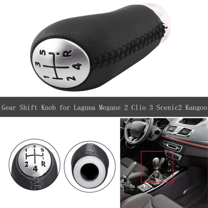 Bâton de TêTe en Cuir de Pommeau de Vitesse 5 Vitesses pour Renault Laguna Megane 2 Clio 3 Accessoires de Voiture