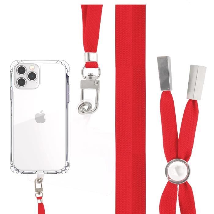 Tour de cou et cordon telephone universel rouge
