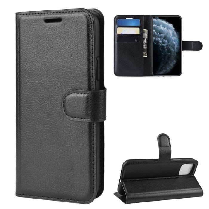 Housse étui Coque Pour iPhone 11 pro 5.8 Noir Portefeuille PU Cuir Flip Case Cover