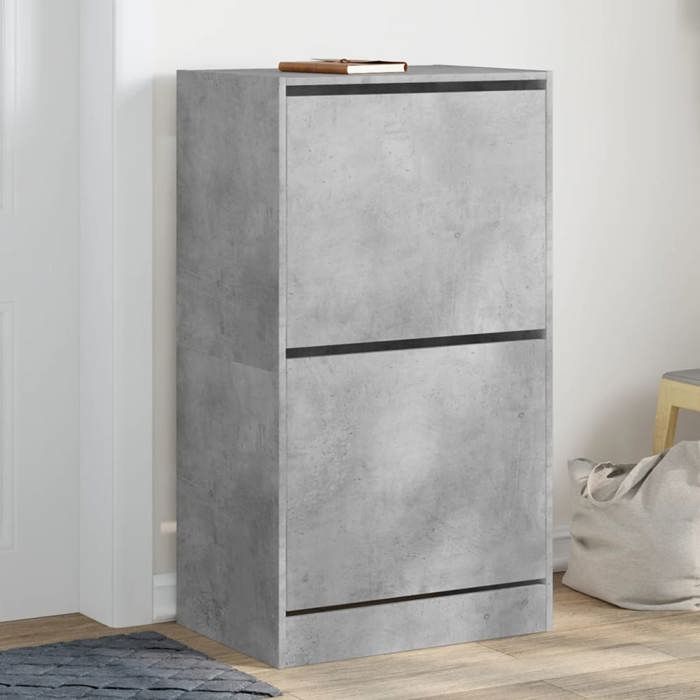 vidaXL Armoire à chaussures 2 tiroirs rabattables gris béton 3214388