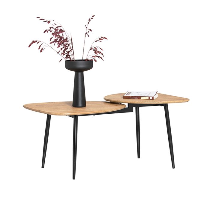 table basse fbt127-n - sobuy table de salon design - structure en métal avec 2 plateaux - 100 x 54 x 45 cm