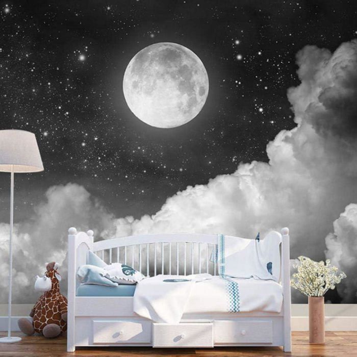 Stickers Muraux Déco Chambre Bébé - Autocollants Nuage Lune étoiles Motif Animaux, Référence DL263