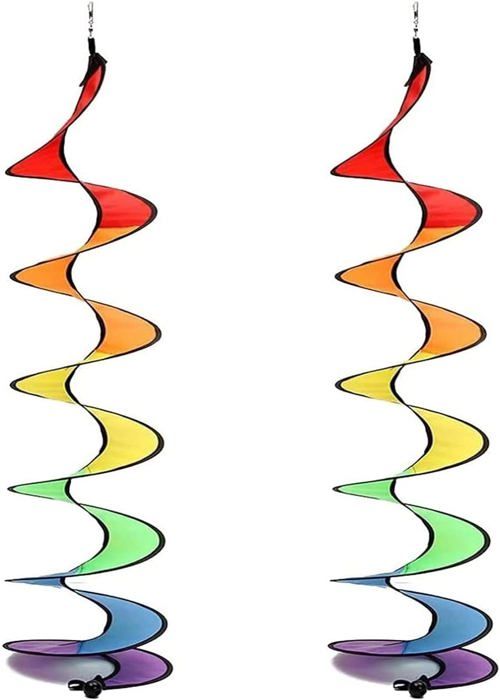 Girouette Spirale Arc-en-Ciel - Lot De 2 - Décoration Jardin Ou Camping - Moulin à Vent Coloré
