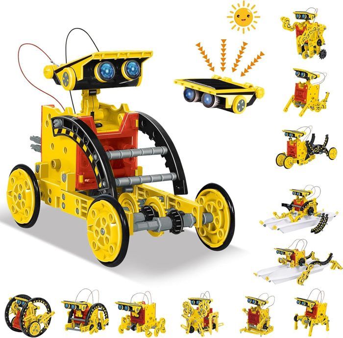 Kit de robot solaire 14 en 1 pour enfants, projets STEM pour enfants de 8 à 12 ans, jouet éducatif STEM en science, kit de construction à énergie solaire à faire soi-même