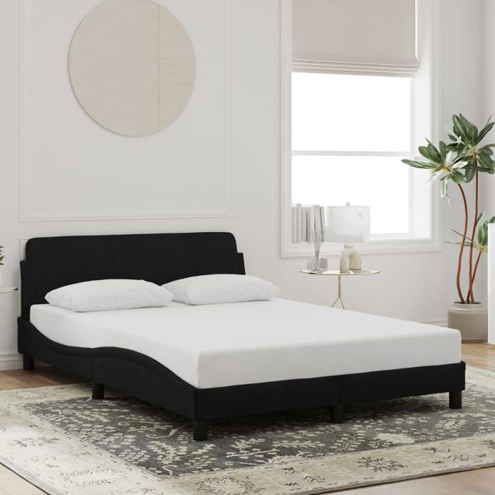 Lit Double Moderne - Cadre de lit - 2 Places - noir 140x190 cm velours VIDAXL5587918