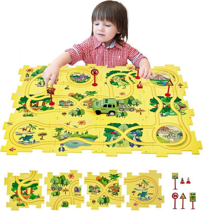 SGILE Puzzle Route STEM 8 Pièces - Jeu De Société Logique Avec Voiture - Dès 3 Ans - Thème Océan - Apprentissage Précoce Et Sécurité