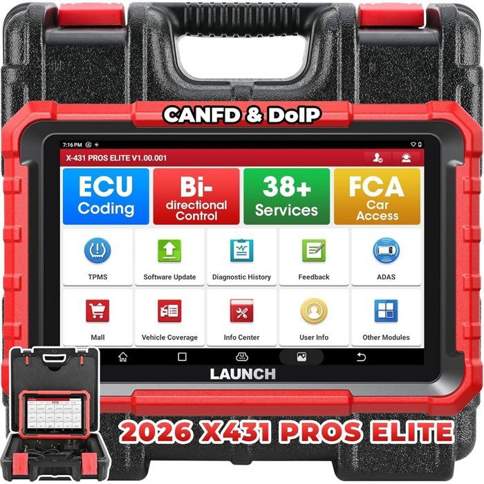 LAUNCH X431 PROS Elite Outil de Diagnostic Auto avec CANFD DOIP Bidirectionnel Codage ECU Valise Diagnostic OBD2 Scanner