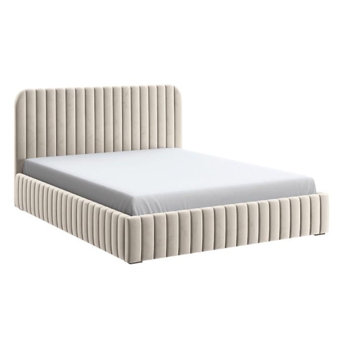 Lit Coffre En Tissu Velours Avec Tête De Lit + Sommier À Lattes - Lior - Velours Beige - 180x200 Lit Coffre En Tissu Velours Avec Tête De Lit + Sommier À Lattes - Lior - Velours Beige - 180x200