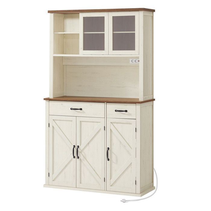 Buffet de Cuisine Blanc Rustique et Marron Miel VASAGLE
