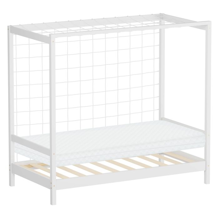 Lit enfant ML-Design 80x160cm avec matelas H10cm blanc en bois but de foot et sommier à lattes Lit enfant ML-Design 80x160cm avec matelas H10cm blanc en bois but de foot et sommier à lattes