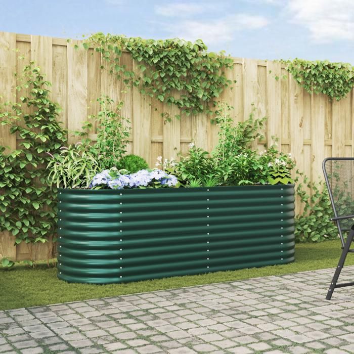 Jardinière - vidaXL - Acier galvanisé - Ovale - 240x80x81 cm - Résistant à la rouille