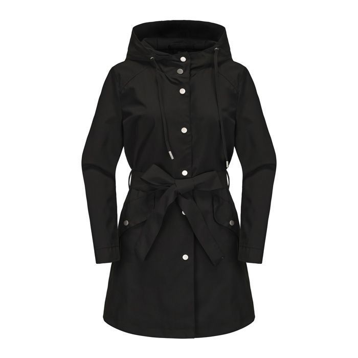 Trench-Coat Femme à Capuche Mi-Long Avec Ceinture Veste Coupe-Vent