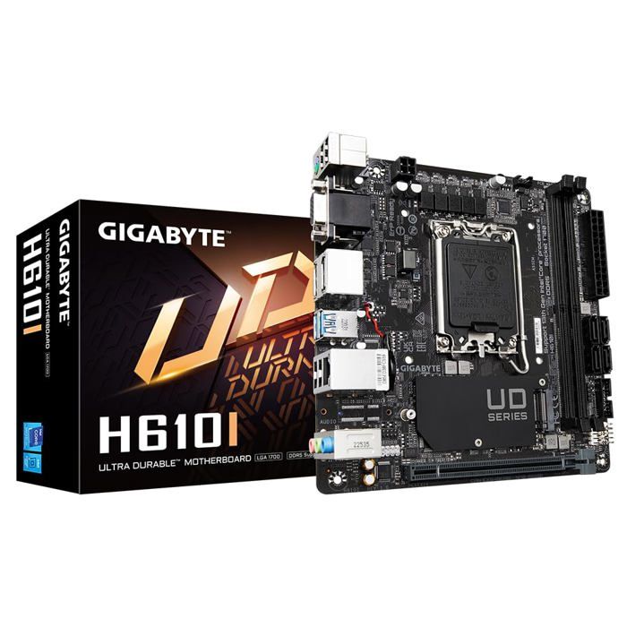 GIGABYTE H610I Carte mère Prend en charge les processeurs Intel Core 14e génération VRM numérique hybride 4+1+1 jusqu'à 5600MHz DDR5 1xPCIe 3.0 .2 LAN GbE USB 3.2 Gen 1 Neuf - vue 6