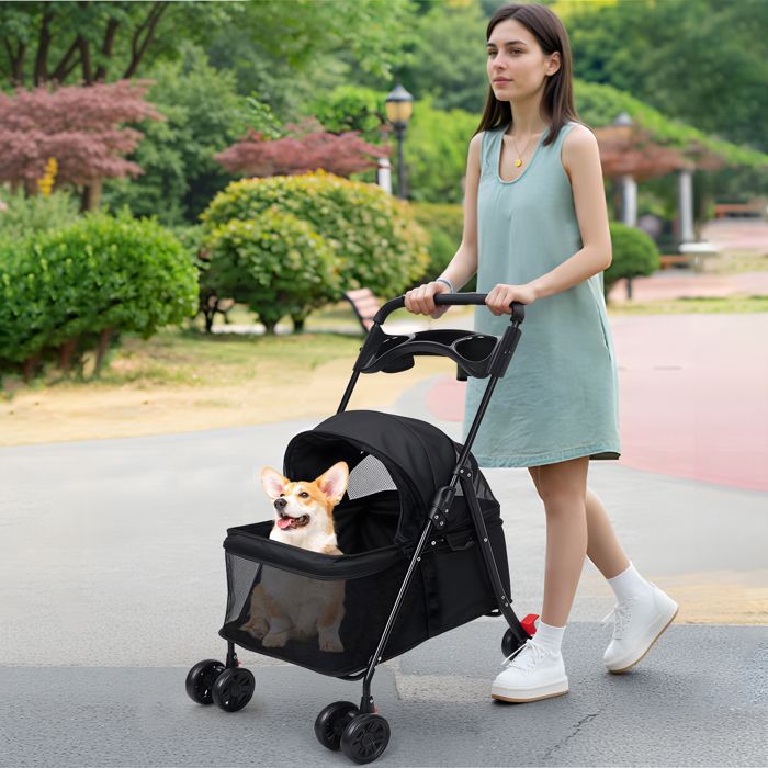 Comparer les prix de Poussette pour petits chiens et chats - avec porte-gobelet et fenêtre transparente pour chiens de taille moyenne et petite