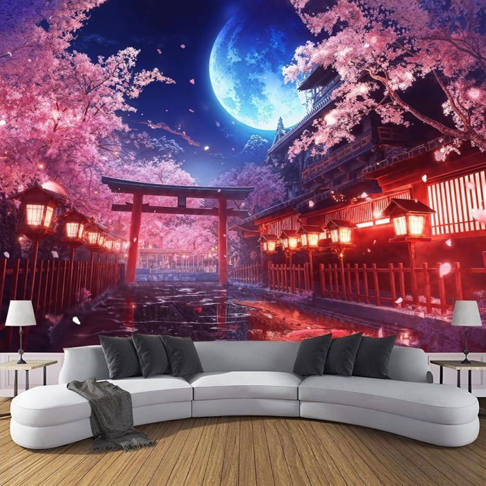 Papier Peint Panoramique Style Japonais Rue Poster Intissé Geant Mural ...