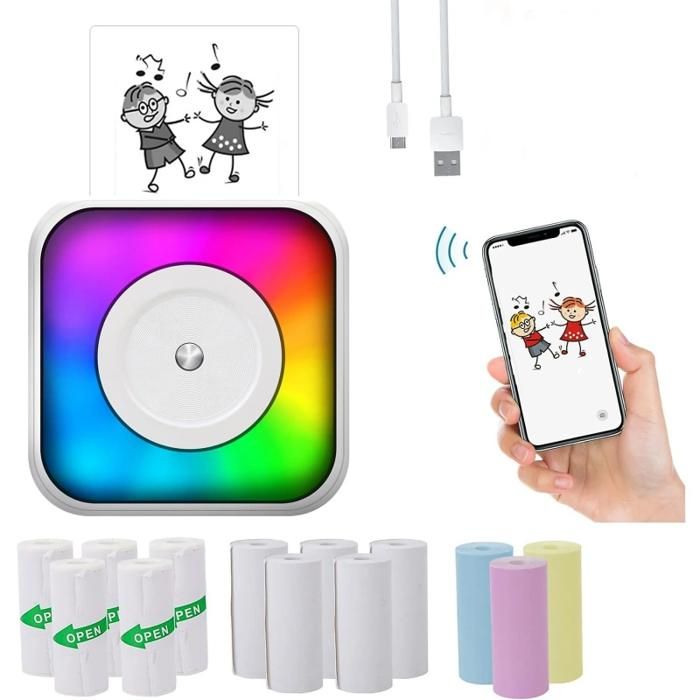 Imprimante thermique Bluetooth facile à utiliser hautement compatible portable blanc