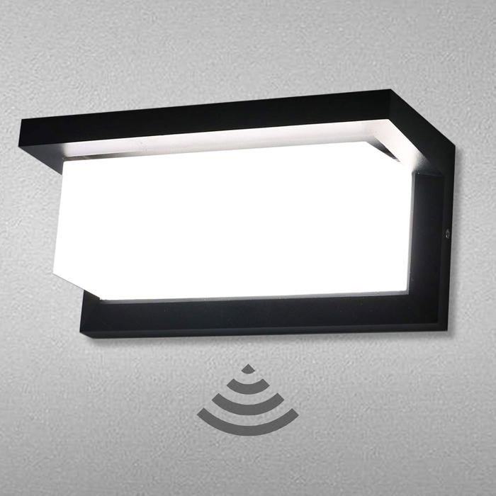 Applique murale - Cube - 18W LED - Détecteur de mouvement - IP65 étanche 6000K