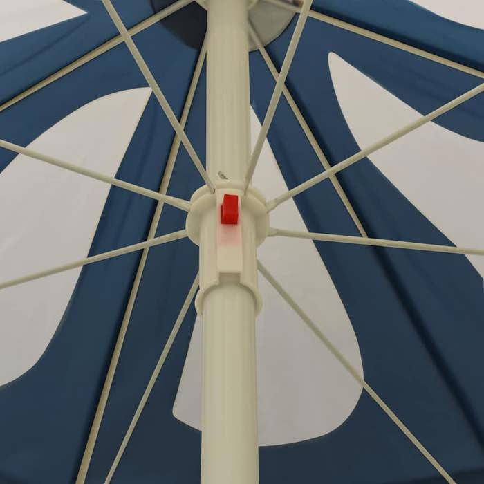 Parasol de jardin réglable - MEUBLECHIC - 180 cm - Bleu - Polyester anti-UV - Mât en acier robuste - 8 nervures en acier