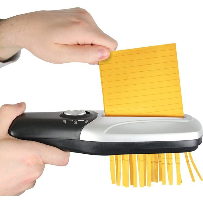 Destructeur de Documents Électrique Portatif Broyeur Papier Rapide Alimentation Pile/USB 26 x 8 CM (Gris et Noir) .