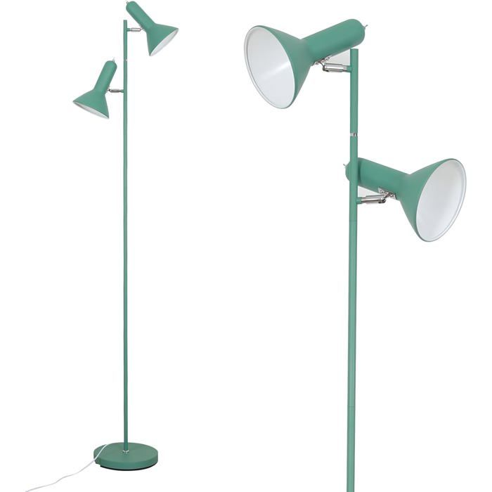 Lampe De Lecture Lampe Sur Pied E27 2 Ampoules Max. 60W(Sans Ampoule) Lampadaire De Salon Hauteur 161Cm Style Rétro Industri[IN110]