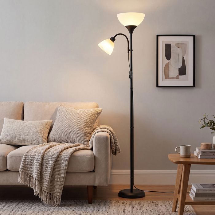 Lampadaire LED avec Liseuse Réglable Lampe de Salon sur Pied 385 x 235 x 176 cm Noir Lampadaire LED avec Liseuse Réglable Lampe de Salon sur Pied 385 x 235 x 176 cm Noir
