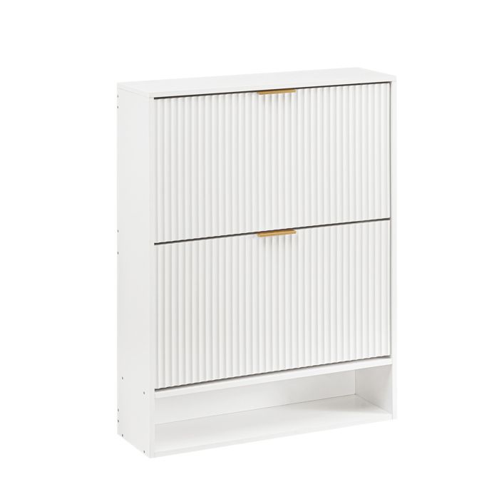 Meuble a chaussures – 2 portes abattantes – blanc – 80 1 x 24 1 x 102 3 cm