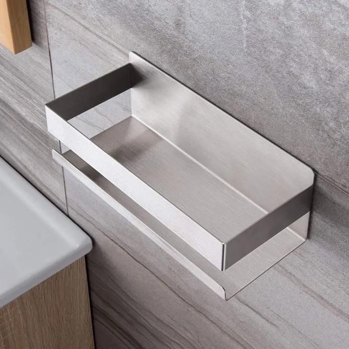 Étagère de douche murale auto-adhésive SUS304 sans perçage porte-savon rangement salle de bain argent