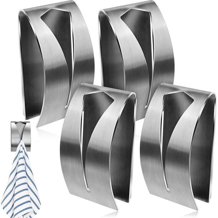 4 Pièces Patère Autocollant Salle de Bain Patère Torchons Cuisine Porte Serviette Adhésif Porte Torchons Autocollante Att