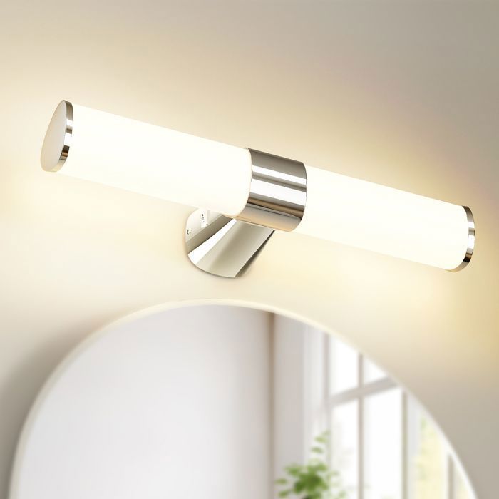 Lampe Applique Murale de LED Argentée pour Miroir de Salle de Bain IP44 Largeur 40CM 8W 800Lm Non Dimmable 3 Couleurs Éclairage