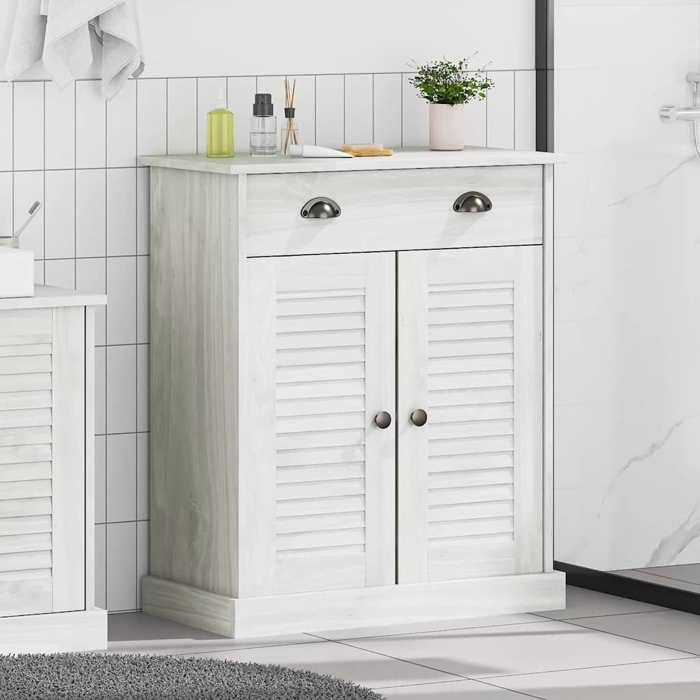 Magnifique Armoire de salle de bain - MEUBLE WC - avec porte VIGO Blanc et Blanc Antique - Résistance à lhumidité &1867