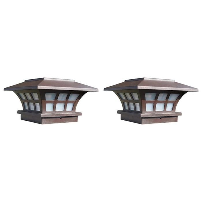 Lot de 2 lampes solaires étanches pour poteau extérieur idéales pour léclairage mural de clôture ou de portail de jardin.