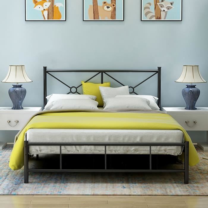 ALECONO Lit adulte 140 x 190 cm démontable - Avec sommier ...