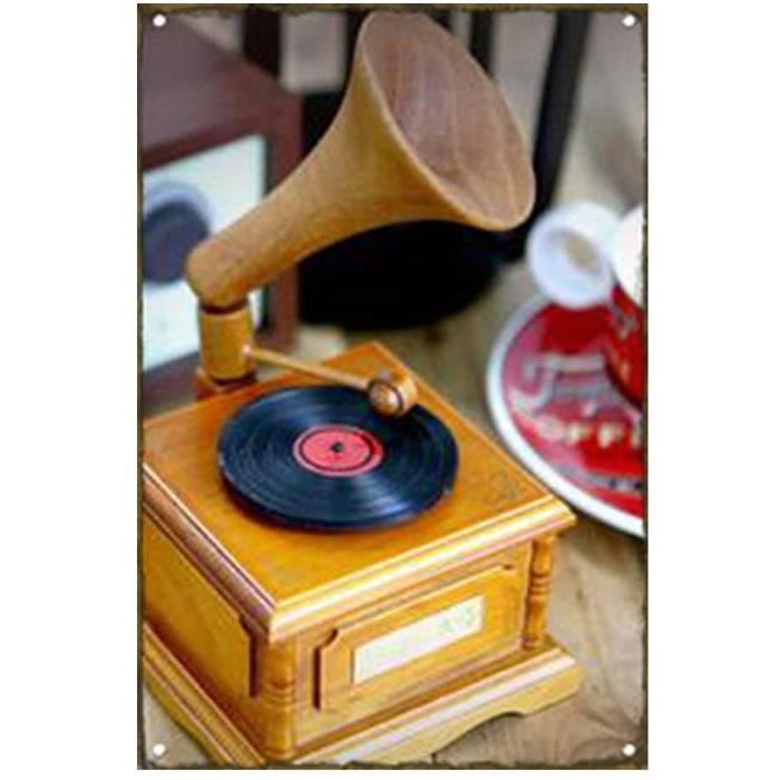 Poster Métallique Affiche,Modèle de Gramophone,Peinture Art Décoratif