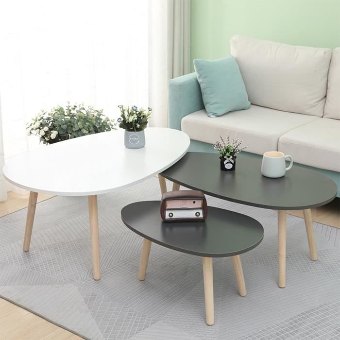 FIRNOSE Lot de 3 Tables Basses, Scandinave Tables à café en Bois ...