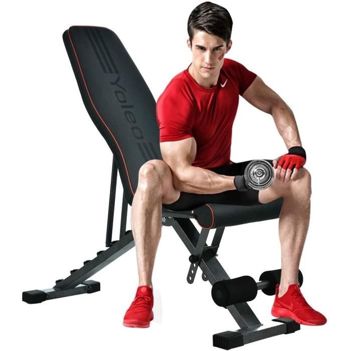 Banc de musculation pour home-gym compact avec siège et dossier réglables