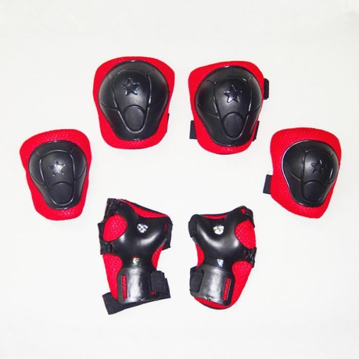 Rouge et noir - Jeu de protège coudes et genouillères pour enfants, 6  pièces, Protège coudes, Patins à roulet