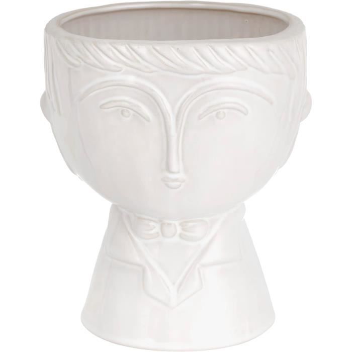 Vase En Céramique Design Avec Visage, Vase Moderne Peint À La Main, Pot