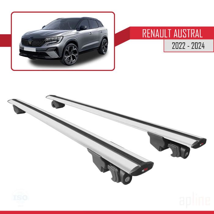 Compatible avec Renault Austral 2022-2024 HOOK Barres de Toit Railing Porte-Bagages de voiture Avec verrouillable Alu GRIS