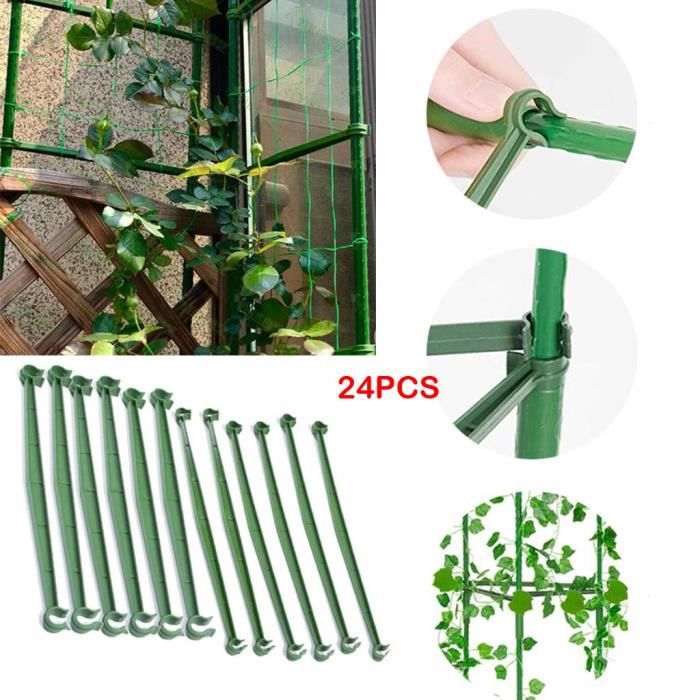 FACULX Lot 50 Connecteurs Croisés Treillis Jardin – Clips PP Pour Piquets 11/16/20 Mm, Idéal Tomates, Plantes Grimpantes