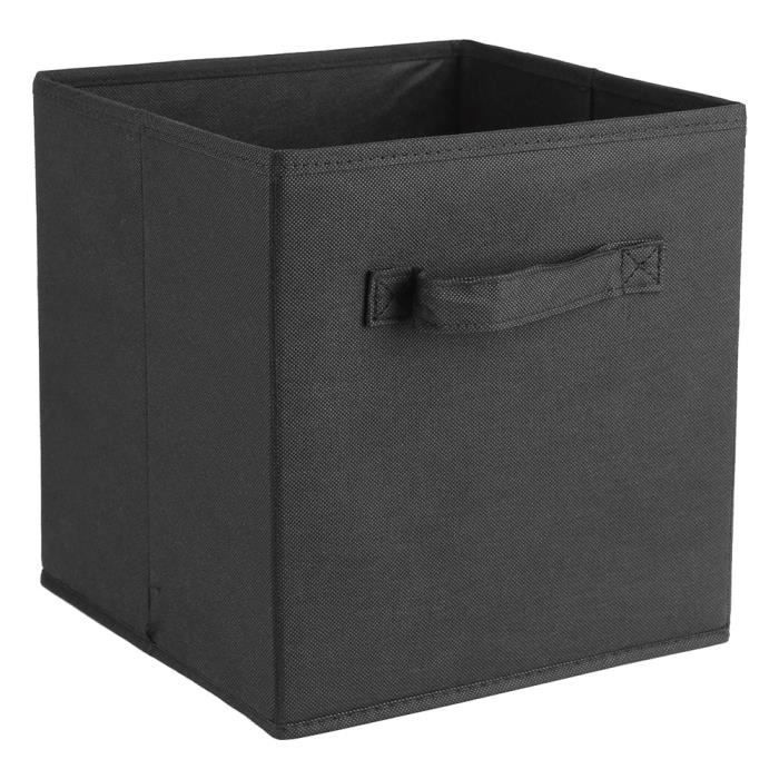 Boite De Rangement Pliable En Tissu Et Carton Noir Achat