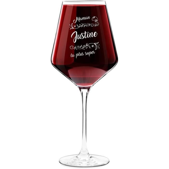Verre à Vin Personnalisable 490 Ml - Cadeau élégant Pour Femme, Anniversaire, Saint-Valentin - Gravure Possible