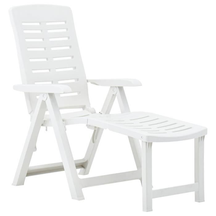 transat de jardin chaise longue fauteuil relax bain de soleil terrasse pliable plastique blanc cdiscount jardin